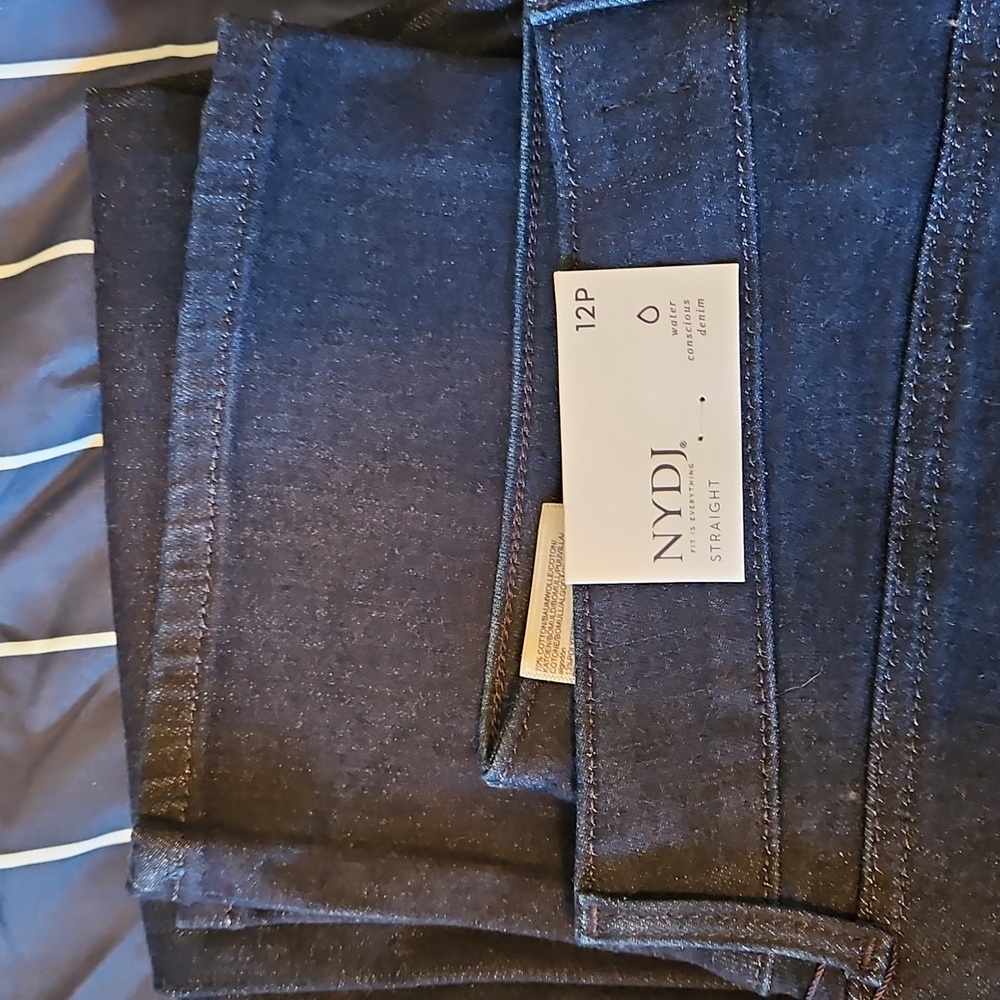 NYDJ Dark Indigo Straight Jeans Size 12P NEW WITH TAGS
